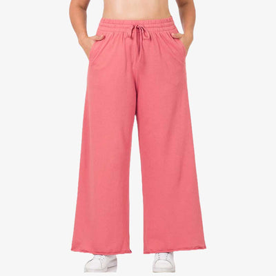 WHOLESALE COTTON FRENCH TERRY WIDE LEG TRACK PANTS S.CHRISTINA COLLECTION ASSORTED COLORS - 469268