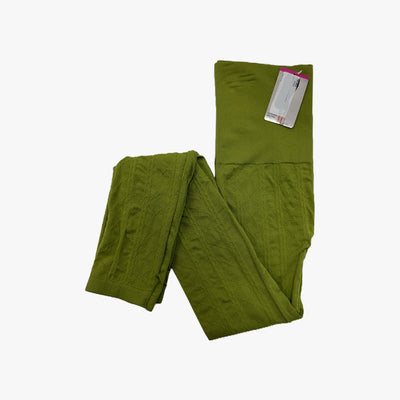 WOMEN EXTRA-STRETCH CABLE KNIT TEXTUTED LEGGING PANTS ONE SIZE GREEN - 3544