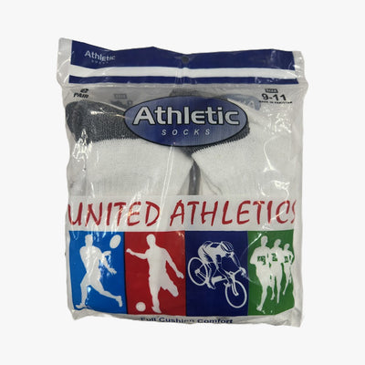 MEN 6-PK HEAL & TOW CREW SOCKS UNITED ATHLETICS WHITE - 2921