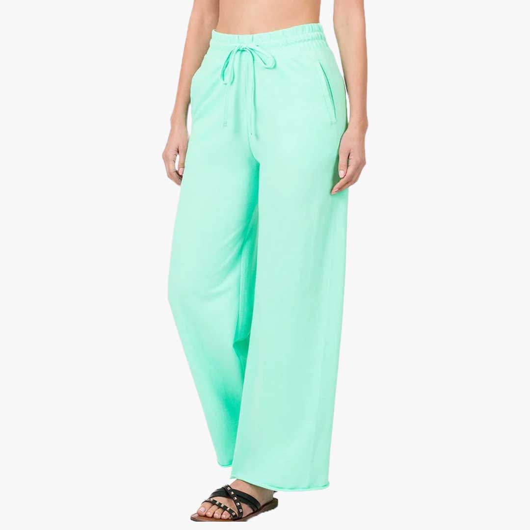 WHOLESALE COTTON FRENCH TERRY WIDE LEG TRACK PANTS S.CHRISTINA COLLECTION ASSORTED COLORS - 469268