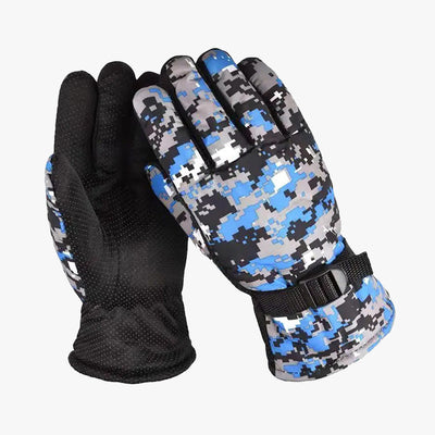 FUR-LINED CAMOUFLAGE WARM WINTER HUNTING SKI GLOVES - 6811