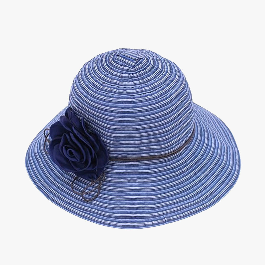 FLOWER STRIPED BEACH SUN HATS FOR WOMEN ASSORTED COLORS - 20210