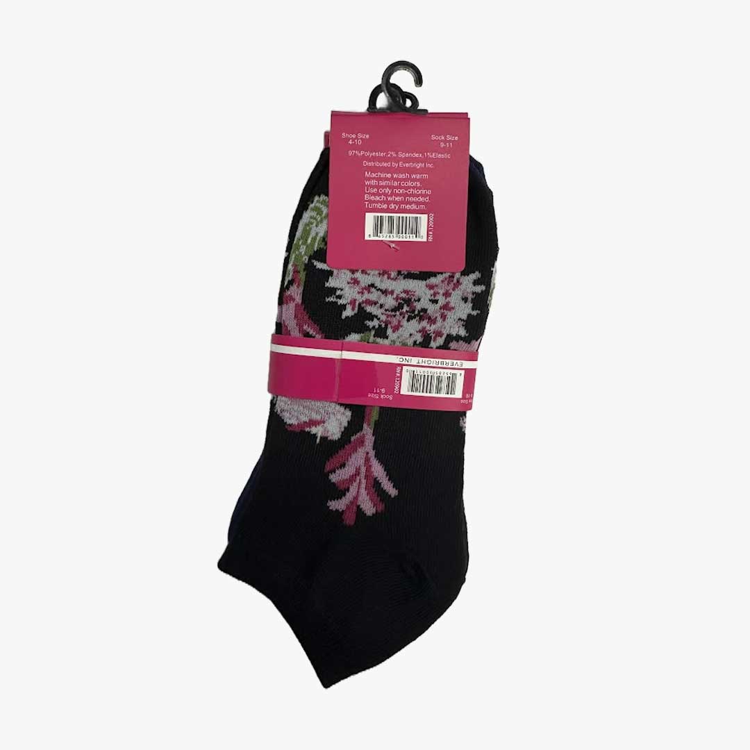 WHOLESALE 3 PACK WOMEN LOWCUT EVERBRIGHT SOCKS FLOWER PRINT ASSORTED (00011) - 2288