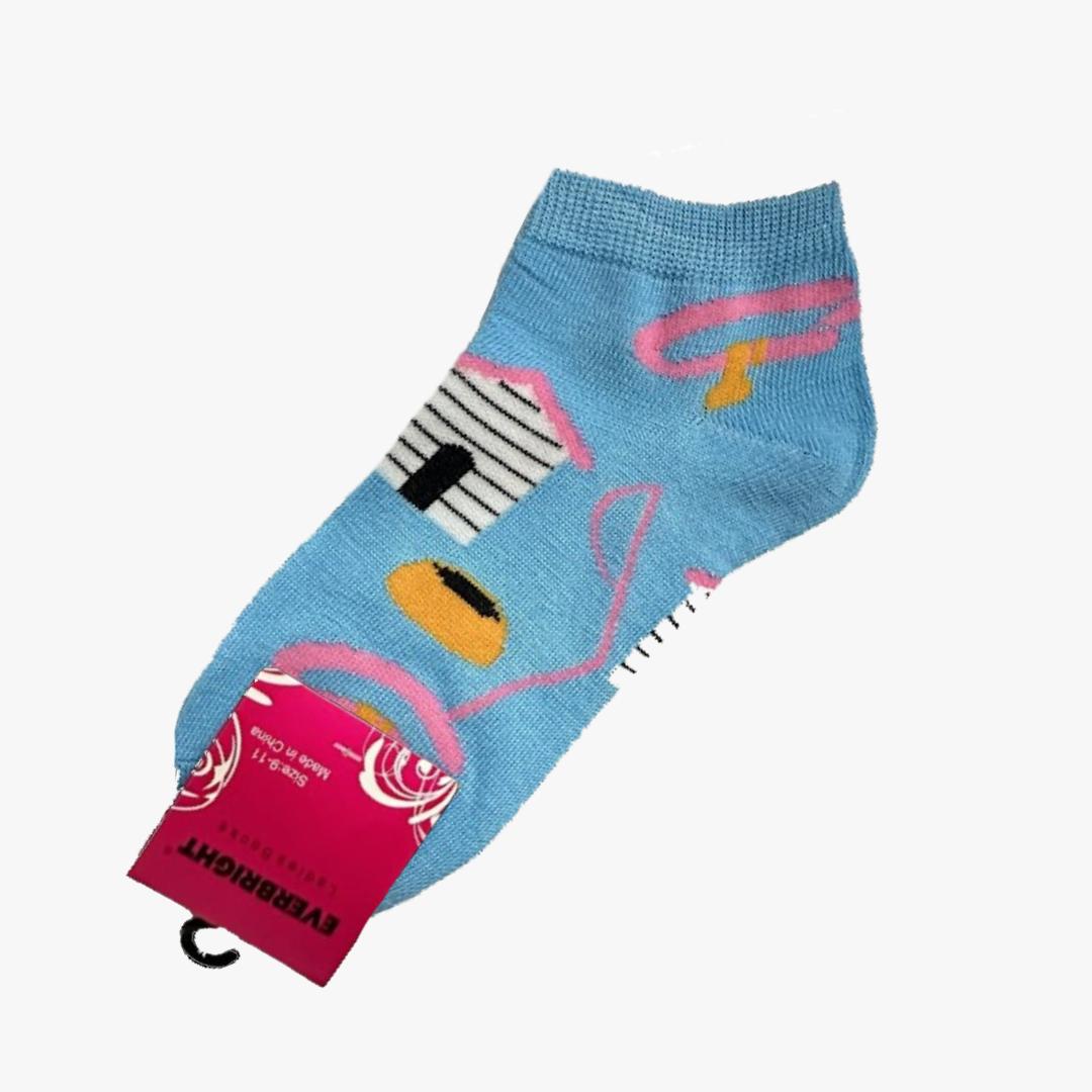 WHOLESALE EVERBRIGHT LADIES LOWCUT SOCKS PUPPY PRINT (EBA0108) ASSORTED - 2083