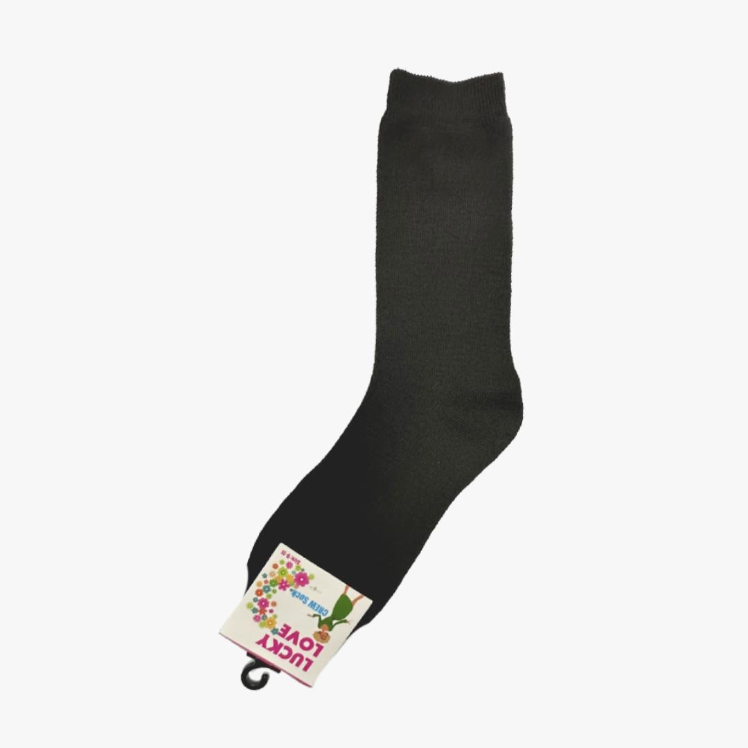 WHOLESALE 12 PACK LADIES CREW SOCKS LUCKY LOVE 9-11 (BLACK) C-02 - 2398