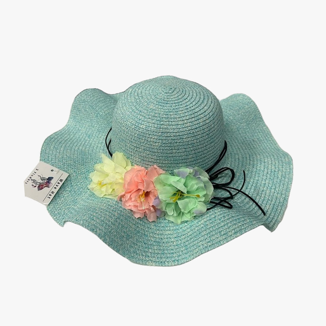 WHOLESALE WOMEN 3-FLOWER WAVY SUMMER SUN HATS (120851) - 60201