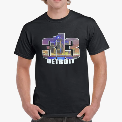 313 DETROIT GRAPHIC COTTON TEES ASSORTED SIZES MEDIUM TO 2XL