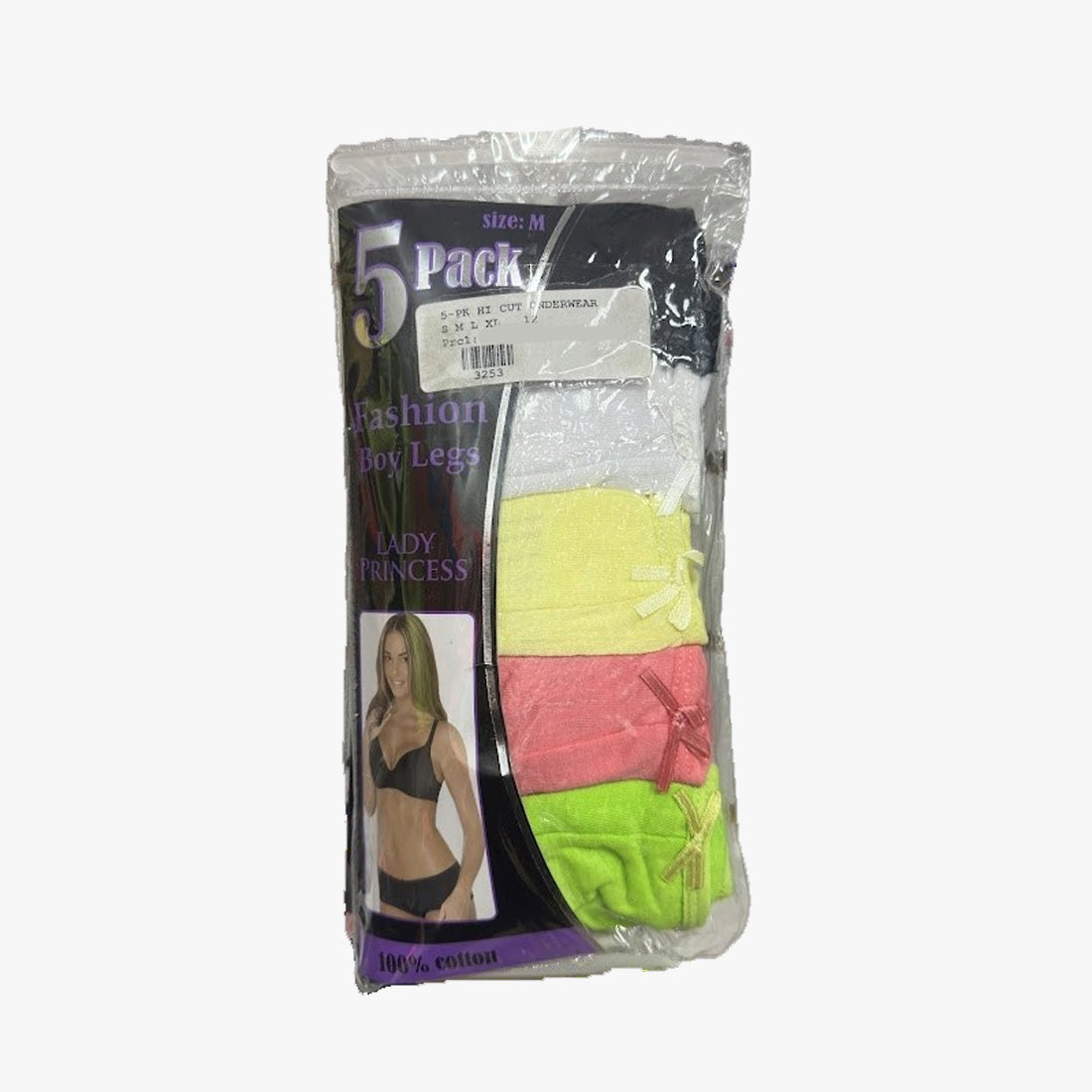 5-PK LADIES PRINCESS INTIMATES HI CUT UNDERWEAR ASSORTED - 3253