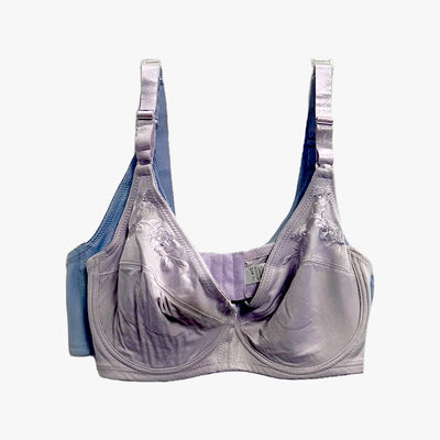 2-PK LADIES FASHION BRA SIZE 40C PURPLE & BLUE - 3308