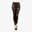 LADIES METALLIC FLORAL LEAVES PRINT LEGGINGS PANTS ONE SIZE (823MP030) - 3531