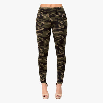 LADIES CAMOUFLAGE LEGGING PANTS WITH SIPPER POCKETS MEDIUM-2XL (407) - 3553