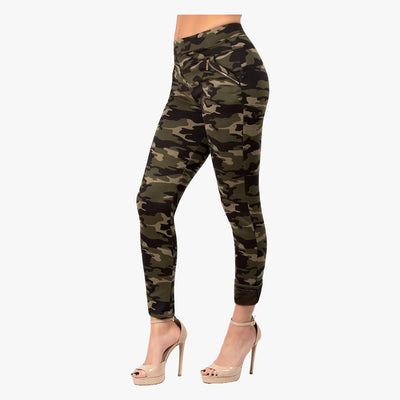 LADIES CAMOUFLAGE LEGGING PANTS WITH SIPPER POCKETS MEDIUM-2XL (407) - 3553