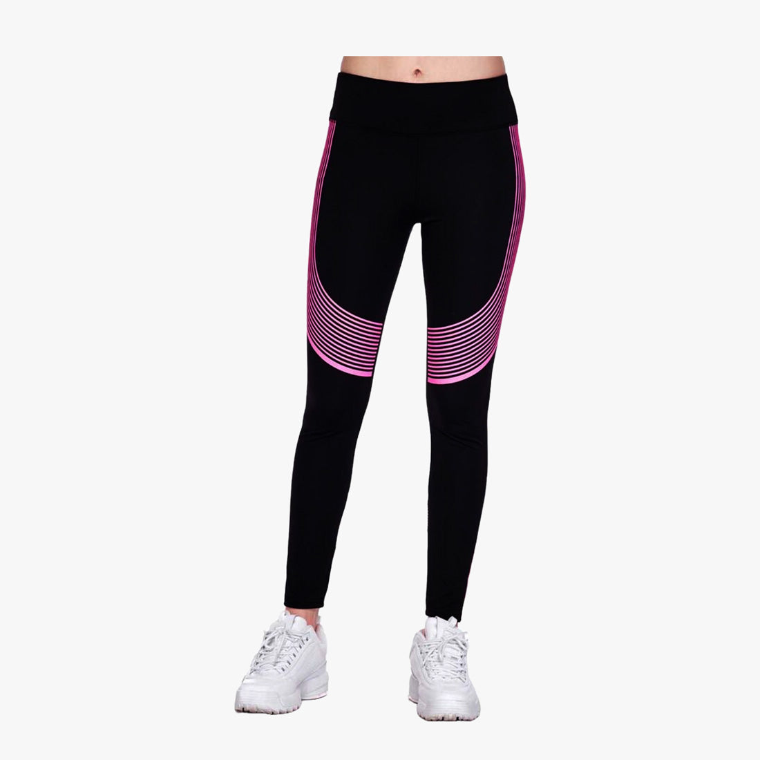 LADIES YOGA ACTIVEWEAR LIGGINGS ONE SIZE BLACK PINK (HY-4298) - 3659