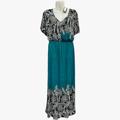 EMBROIDERED ELEGANCE MAXI DRESS ASSORTED COLORS (HY 6201) - 3718