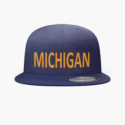 FLAT MICHIGAN LOGO UNITED-WEAR SNAPBACK CAPS ASSORTED GOLD AND NAVY - 60250123