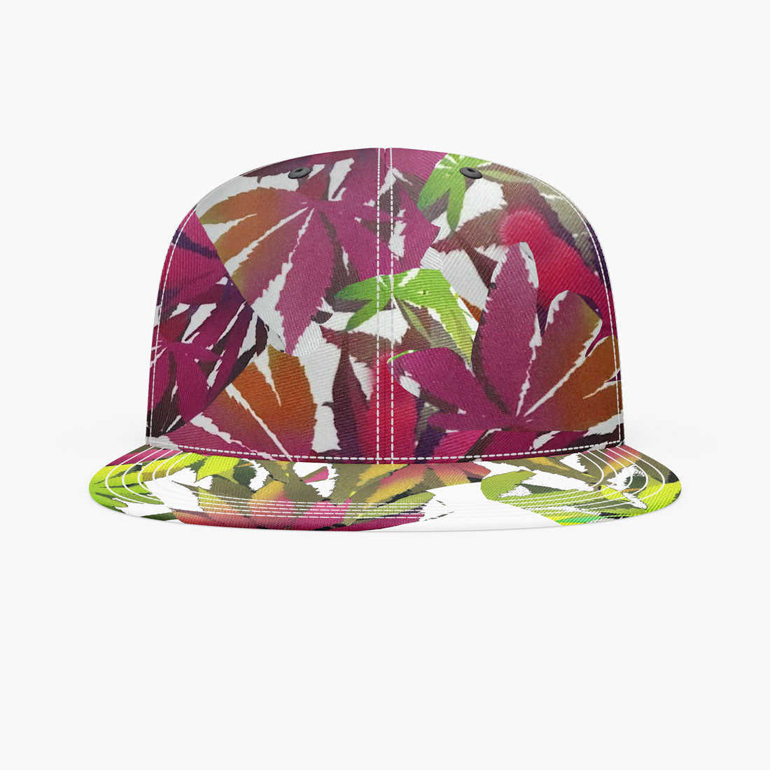 GLOW IN THE DARK CANNABIS PRINT FLAT SNAPBACK CAP ASSORTED - 60250161