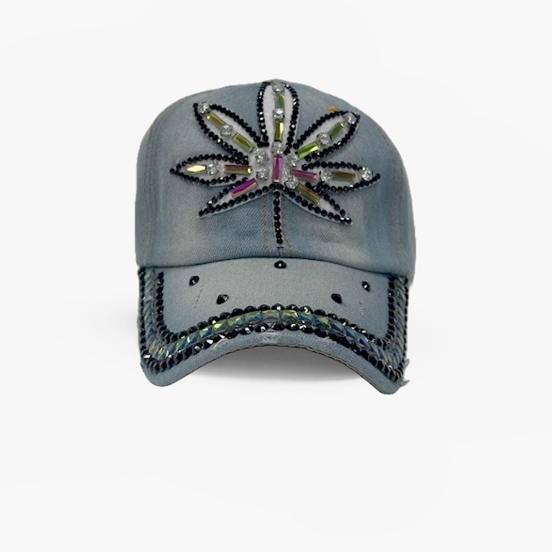 RHINESTONES CANNABIS LOGO FASHION LADIES JEANS CAP ASSORTED  - 60250187