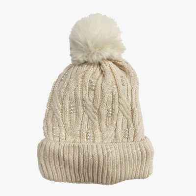 LADIES FASHION WINTER HAT WITH PEARL (H509) ASSORTED - 6588