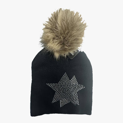 LADIES WINTER HAT WITH TWO STAR STONES (10105) ASSORTED - 6721