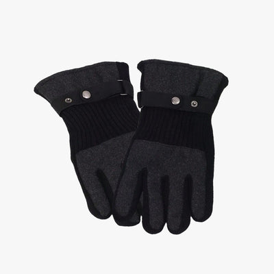 WHOLESALE MEN WOOL WINTER GLOVES WITH THICKEND FLUNNEL LINING AND CLIP-STRAP (7264-2) - 6817
