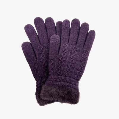 WHOLESDALE WOMEN KNIT WOOL WINTER GLOVES ASSORTED COLORS - 6823