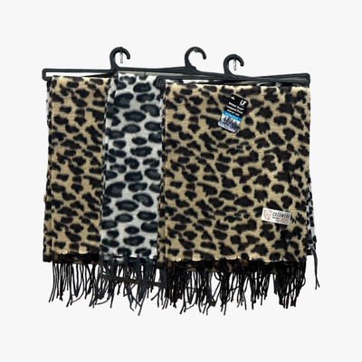 WHOLESALE WOMEN CASHMERE BRAND WINTER SCARF LEOPARD PRINT ASSORTED 60 in X 12 in - 6987