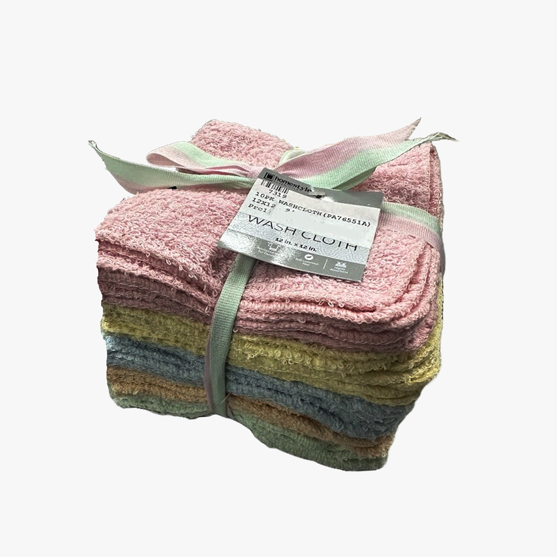 10-PK COTTON WHOLESALE WASHCLOTH 12 x 12 HOMESTYLE COLLECTION (PA76551A) - 7319