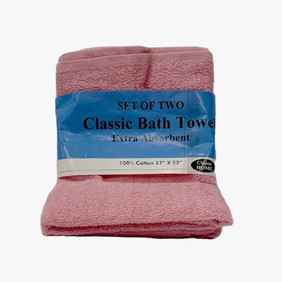 2-PK BATH TOWELS CLASSIC HOME 27 x 52 ASSORTED - 7510