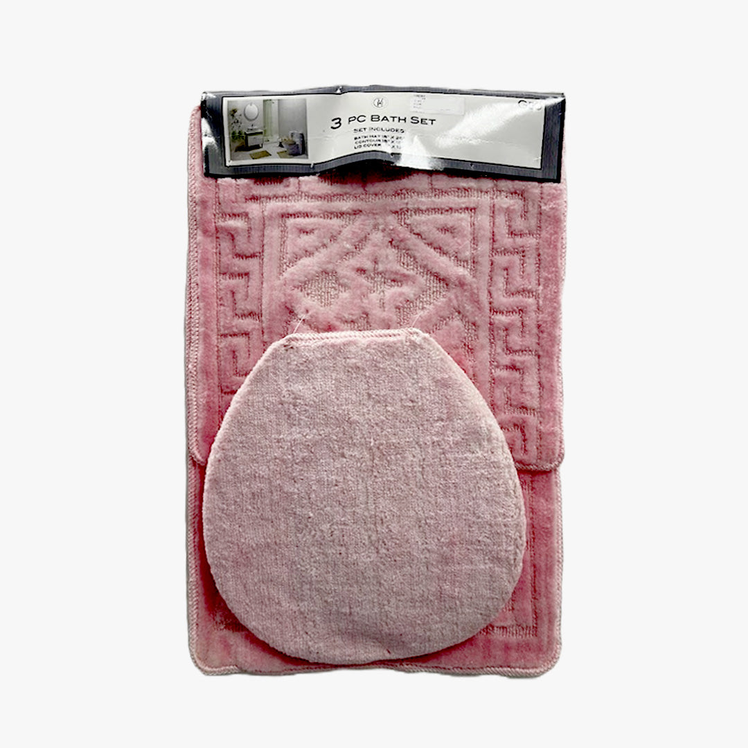 GEO 3-PC BATH MAT SET PINK - 7744