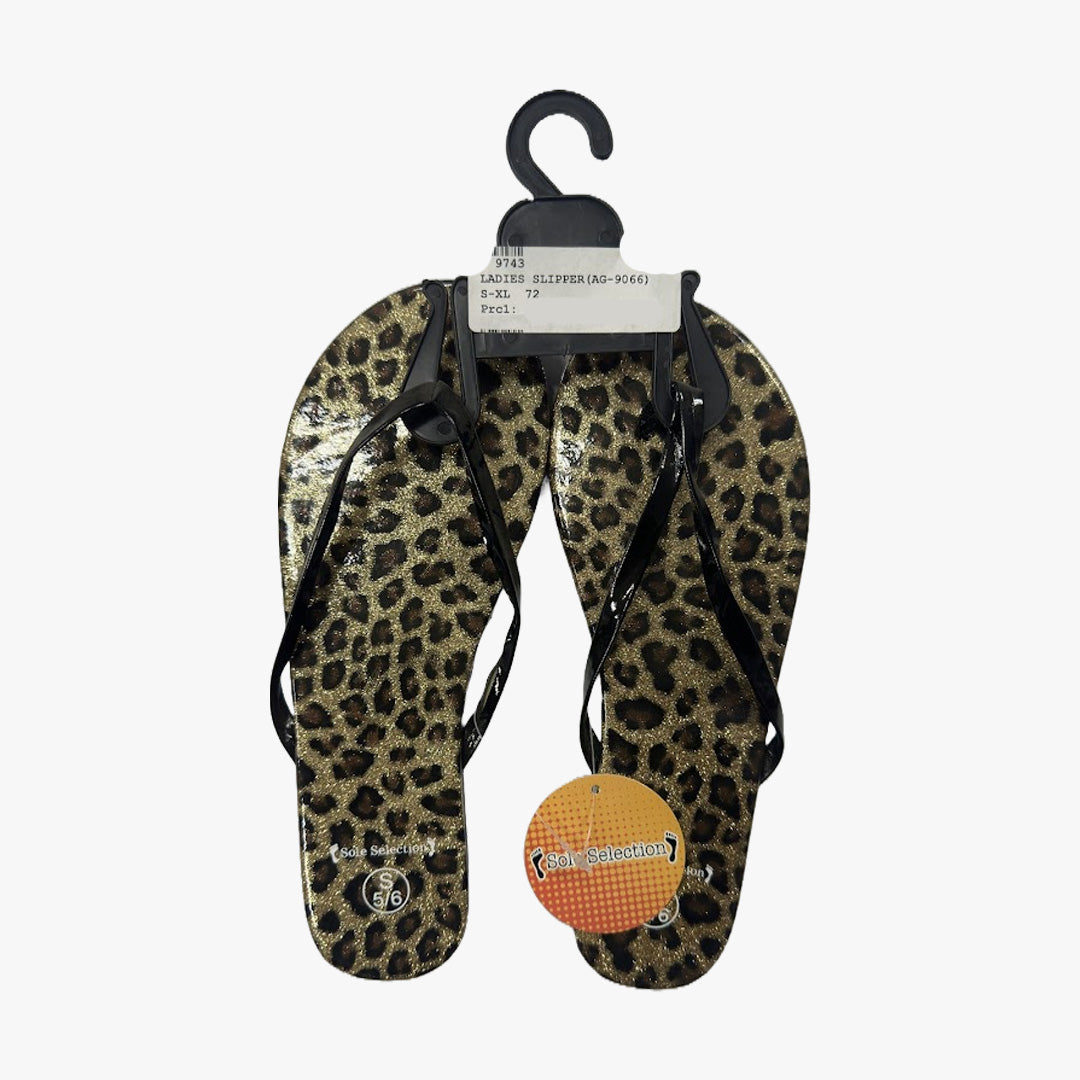 WOMEN SOLE-SELECTION FASHION LEOPARD PRINT FLIP-FLOP (SMALL-XL) - 9743