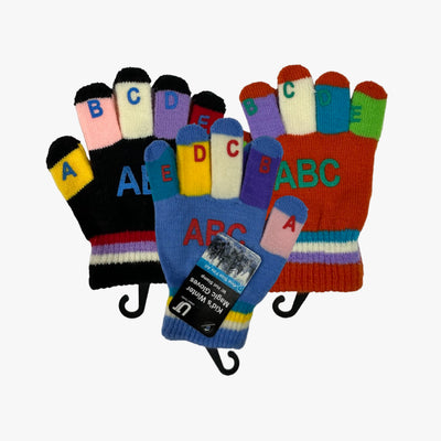 KIDS ABC WINTER GLOVES ASSORTED COLORS - 6905