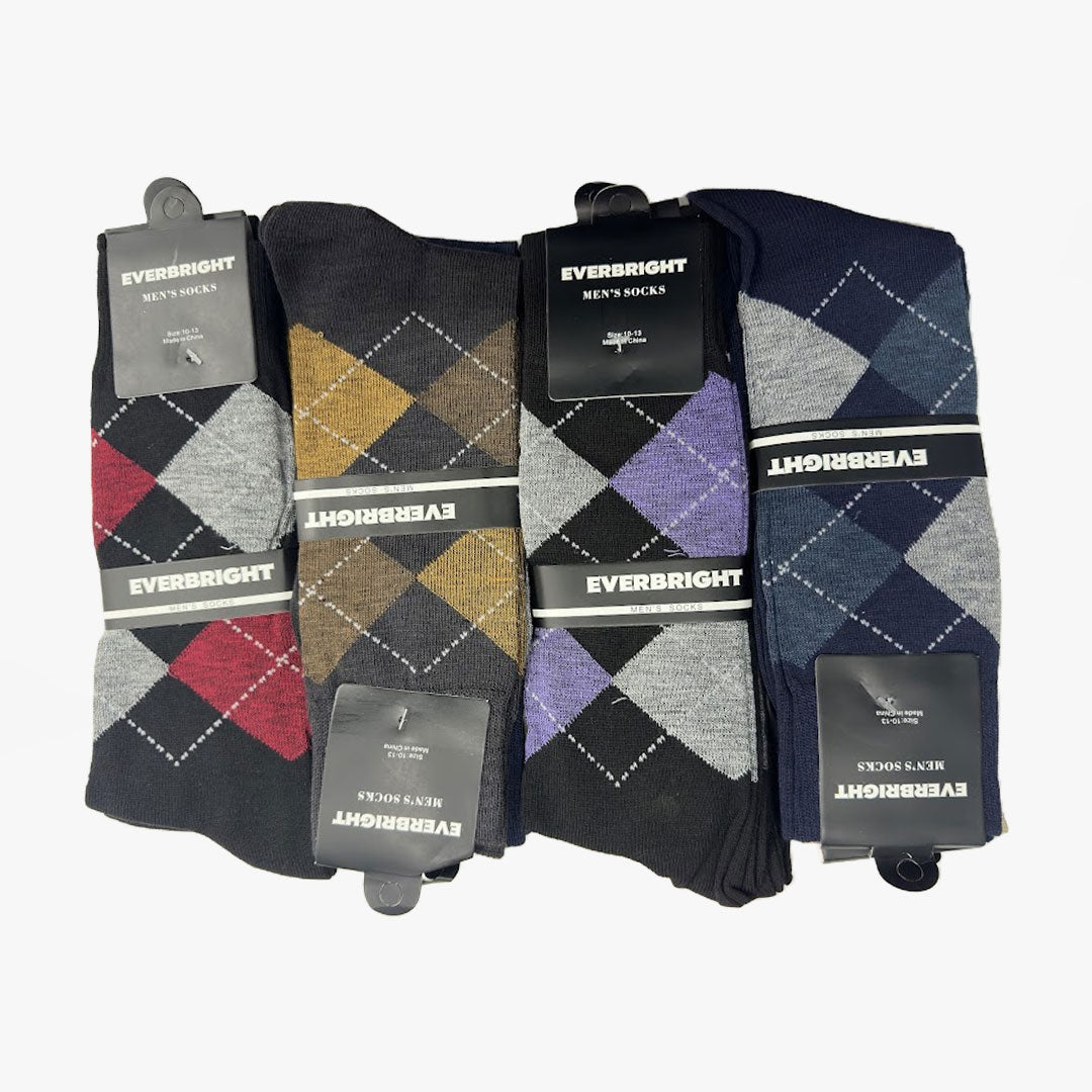 EVERBRIGHT MEN FASHION DRESS CREW SOCKS 12 PACK 10-13 (EBM601) - 2725