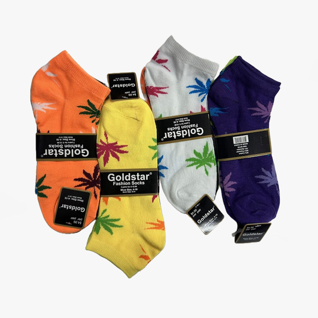 WOMEN GOLDSTAR LOWCUT FASION SOCKS CANNABIS PRINTS (2019-A) ASSORTED - 2081-4