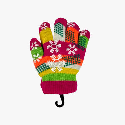 FLEECE LINED SNOWFLAKE KIDS GLOVES ASSORTED COLORS (24330) - 6913