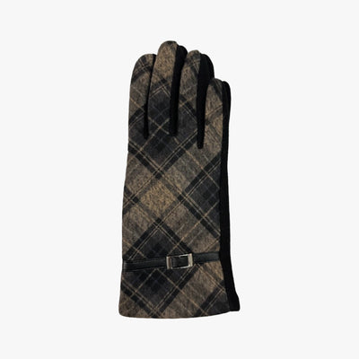 PLAID FLEECE LINED WOMEN WINTER GLOVES J AND W FASHION (HY-7983) - 6853