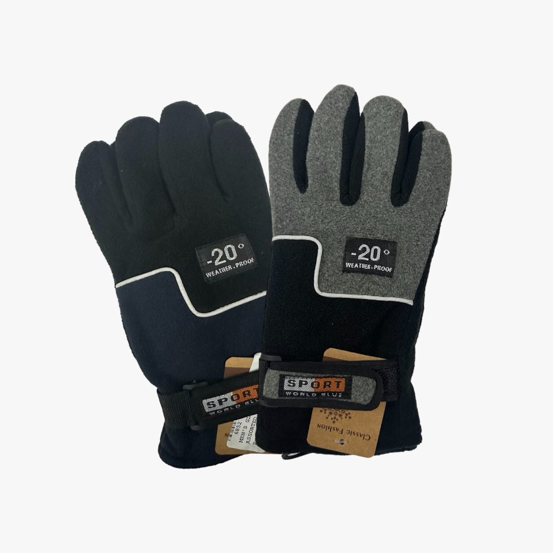 FLEECE SKI WINTER GLOVES FOR MEN (201734) ASSORTED COLORS - 6852