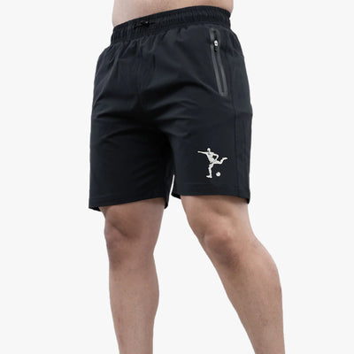MEN GK RAYON SPORTS SHORTS WITH SIDE ZIPPER POCKETS GREY AND BLACK - 36207