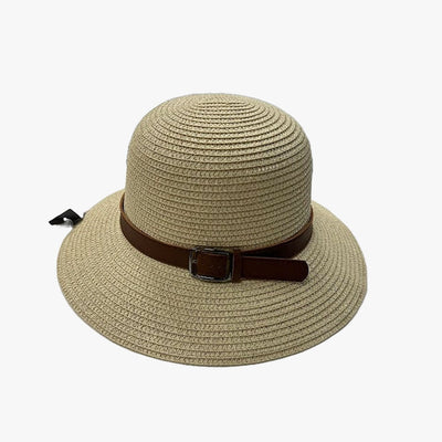 ELEGANT STRAW SUN HATS WITH BELT DETAIL ASSORTED COLORS (9983) - 20207