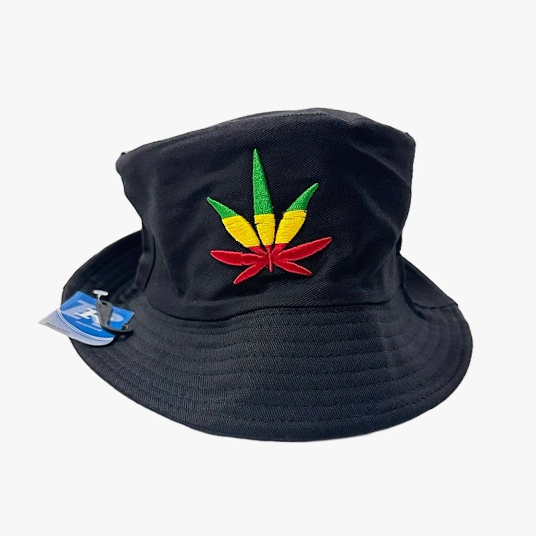 CANNABIS LEAF EMBROIDERED BUCKET HATS IN BLACK & WHITE ASSORTED (HT-1633) - 60203