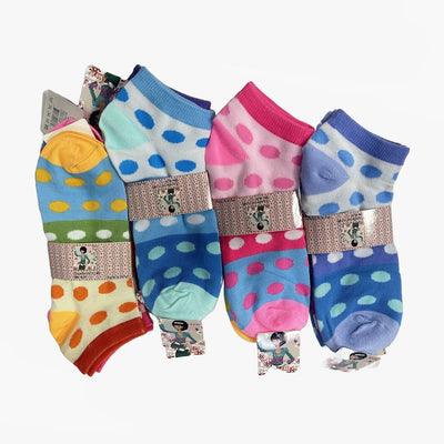 GET-FASHION WOMEN LOWCUT SOCKS POLKA DOTS SIZE 9-11 ASSORTED COLORFUL (2017A)