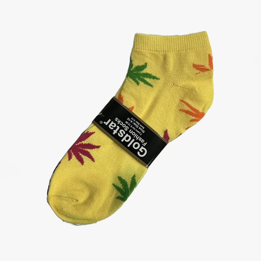 WOMEN GOLDSTAR LOWCUT FASION SOCKS CANNABIS PRINTS (2019-A) ASSORTED - 2081-4