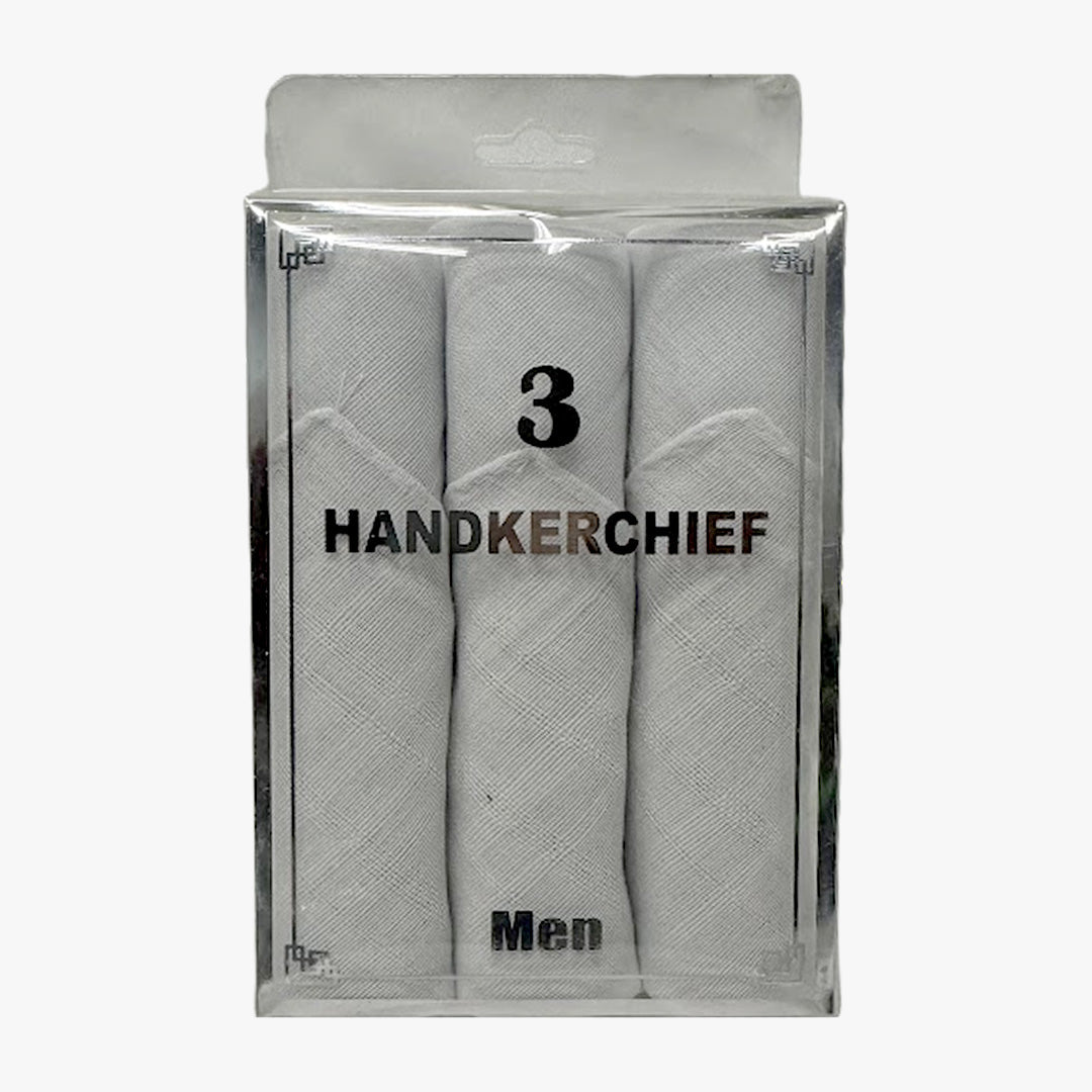 3-PK MEN SOLID HANDKERCHIEF MY-PRODUCTS 15in X 15in - 8494