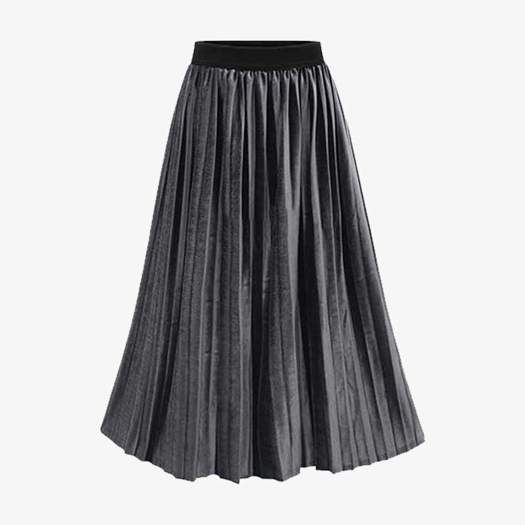 S.CHRISTINA-COLLECTION WOMEN'S A-LINE ELASTIC HIGH-WAISTED PLEATED FLARED MIDI SWING MAXI SKIRT - 469245