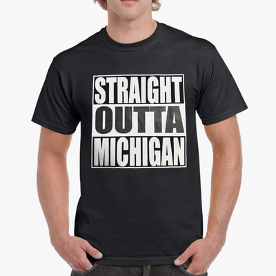 STREIGHT OUTTA MICHIGAN GRAPHIC COTTON TEES ASSORTED SIZES MEDIUM TO 2XL