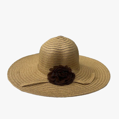 WHOLESALE WOMEN ONE-FLOWER FLAT SUMMER SUN HATS ONE COLOR (120851) - 60202