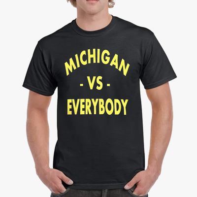 MICHIGAN VS EVERYBODY GRAPHIC COTTON TEES ASSORTED SIZES MEDIUM TO 2XL