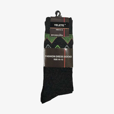 YELETE MEN'S DRESS SOCKS - DARK ASSORTED COLORS WITH BRIGHT TRIANGLES, 12 PACK, SIZE 10-13 (513DS018) - 2712